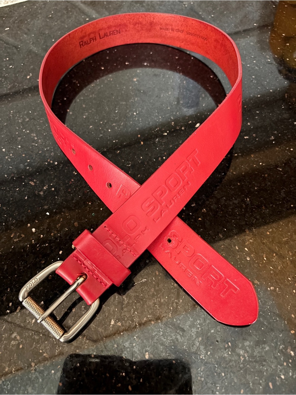 RARE Ralph Lauren Polo Sport Red Leather Vintage Belt with Silver Buckle Unisex